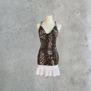 vintage leopard print top with chain straps